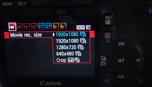 DSLR Video - Frame Rate Menu