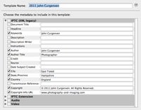 Photography Workflow - Metadata Template